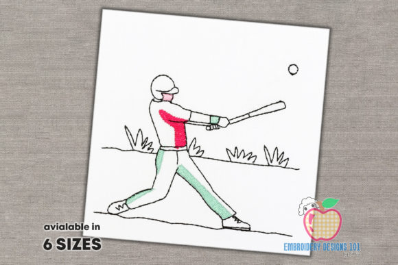 Review: Baseball Player Hits the Ball Embroidery Design