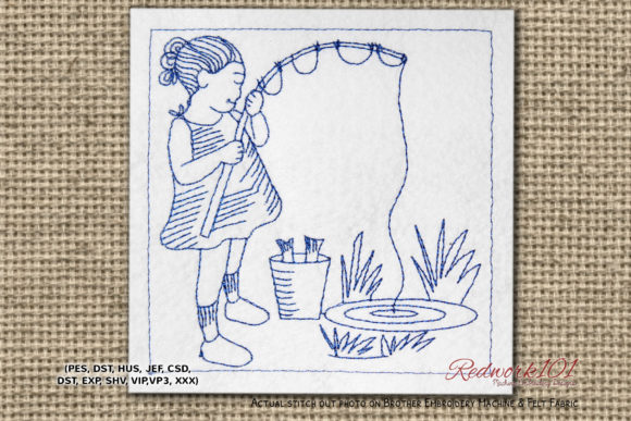Review: Girl Fishing in Pond Bluework Design