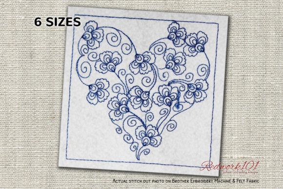 Review: Love Shaped Flower Heart Redwork Design
